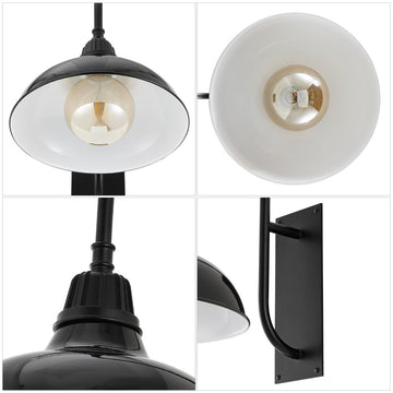 Stanley 12.25" Farmhouse Industrial Indoor/Outdoor Iron LED Gooseneck Arm Outdoor Sconce - JONATHAN Y